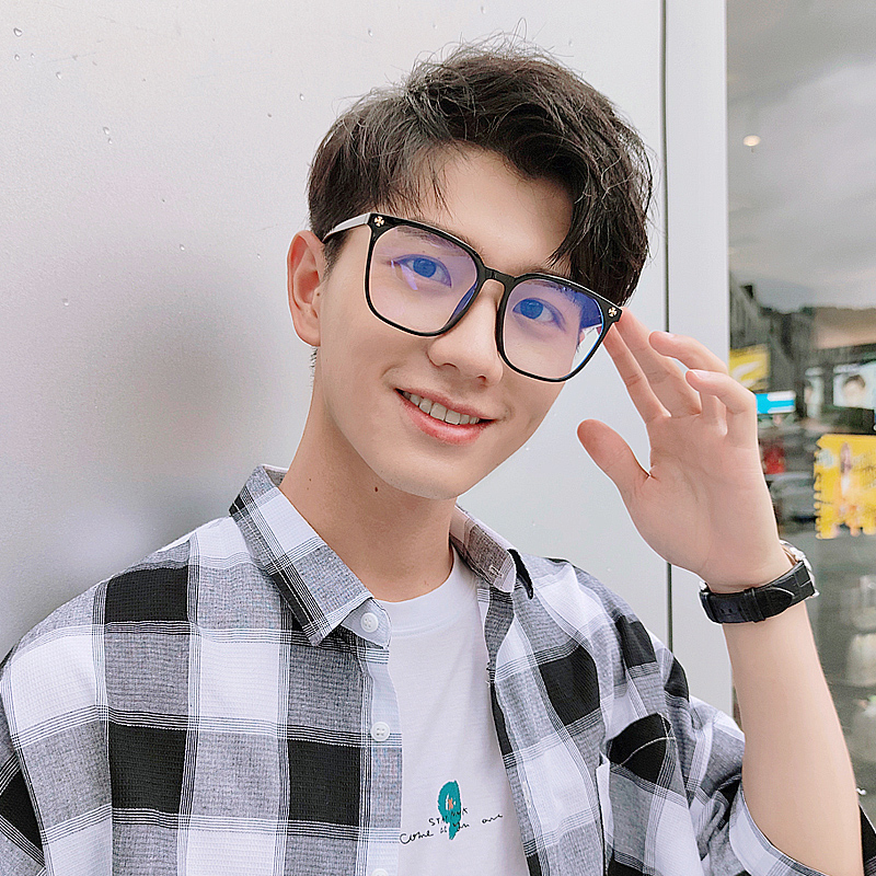 Black Box Day Series Near View Eye Mirror Male Tide Large Frame Eyeframe Men's Large Face Widening Oversized Blue Light Radiation Female Flat Mirror