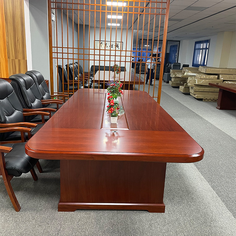 Paint conference table desk baking paint solid wood large long table and chair combination fashion modern new Chinese meeting table