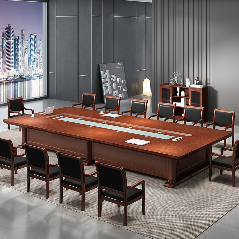 Paint conference table large office furniture solid wood Chinese table and chair combination long table training table reception boss table