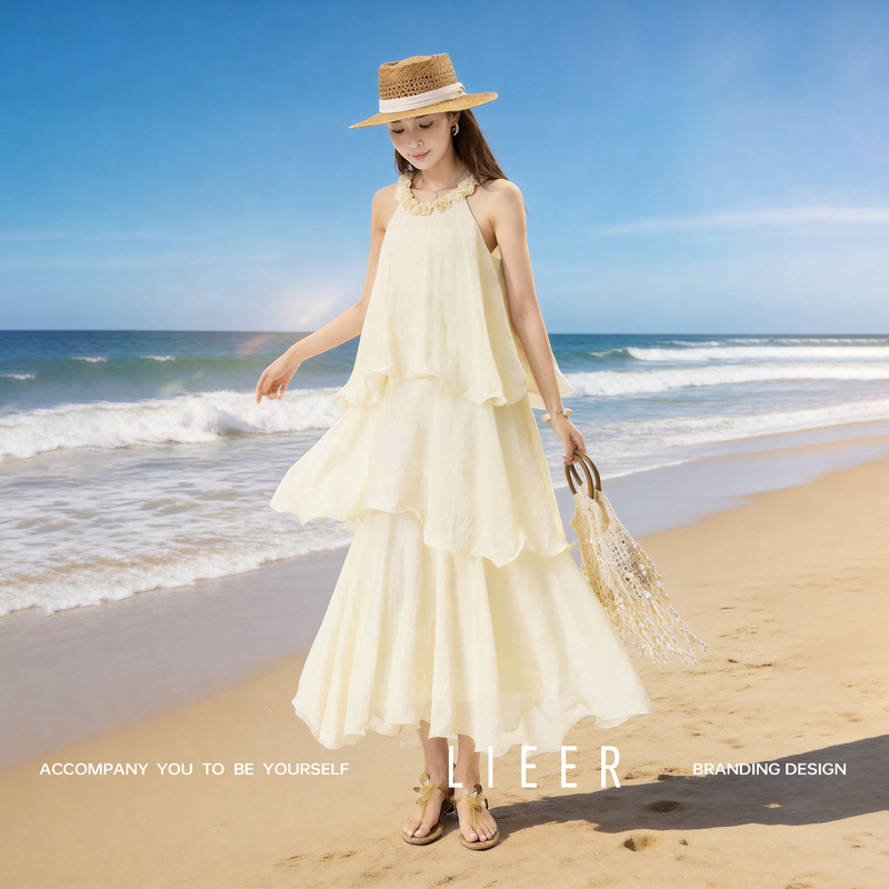 Lieer's "100 Roses" Dress Unlocks All Dating Scenarios, Three-Layer Large Skirt, Halter Neck Cake Dress