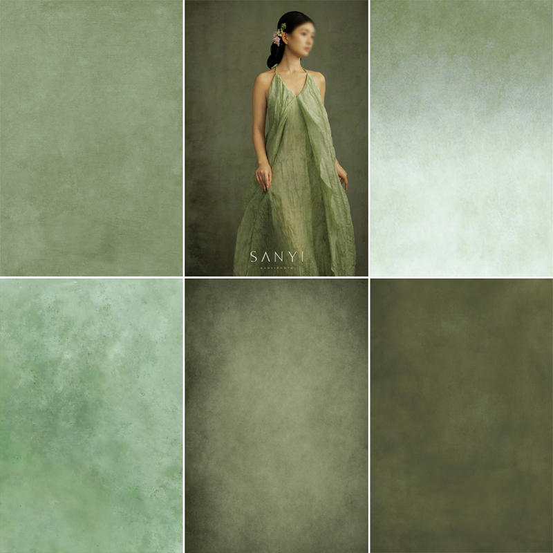 Green Portrait Photo High-End Canvas Studio Photography Special Texture Texture Old Background Cloth