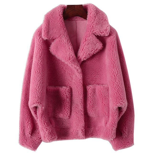 ລະດູໃບໄມ້ຫຼົ່ນແລະລະດູໜາວປີ 2023 Haining Fur Particle Sheep Sheep Coat Fur One-piece Short Lamb Wool Jacket for Women