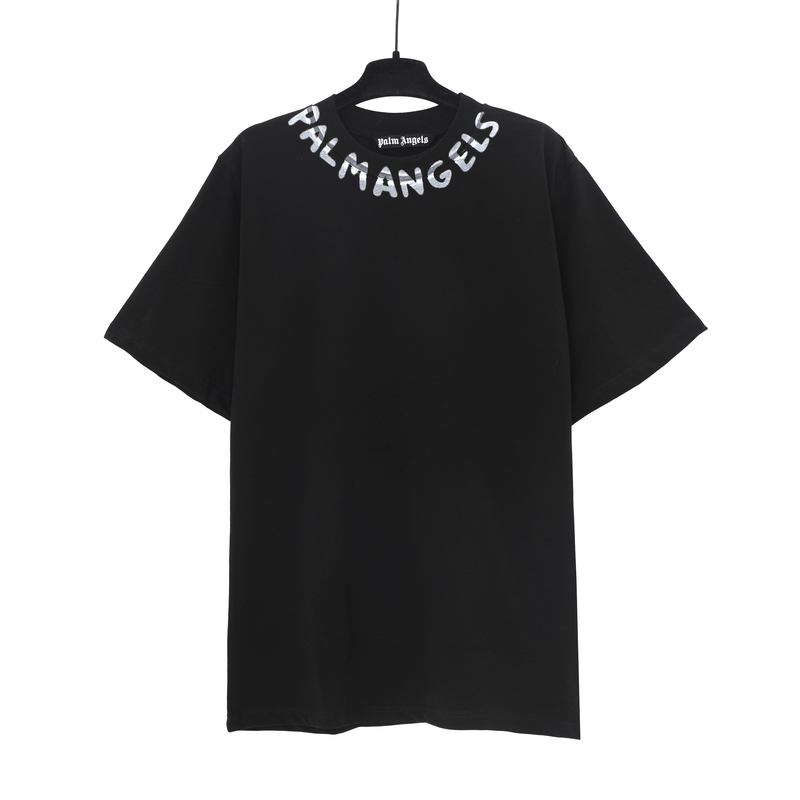 Palm Angels Palm Angels Pa Letter Print on the Collar Short-Sleeved High-Street Loose and Versatile Casual T-Shirt Top Palm Angels Palm Angels Pa Letter Print on the Collar Short-Sleeved High-Street Loose and Versatile Casual T-Shirt Top