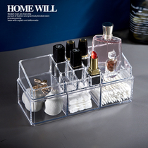 Cosmetic lipstick box storage box desktop dressing table household transparent acrylic makeup cotton sign box combination set