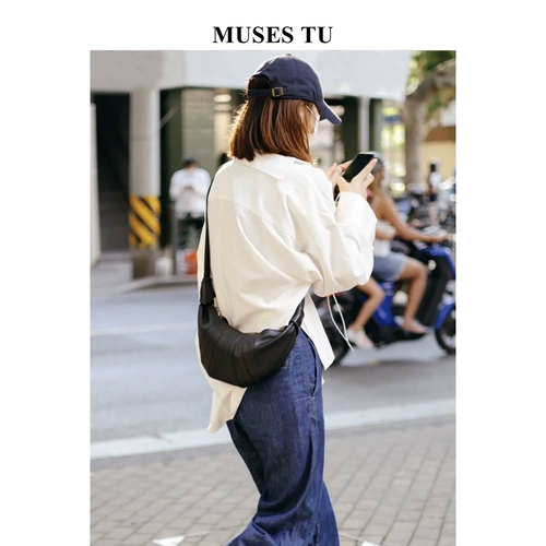 MUSESTU｜Интернет-сумка со знаменитостями, новинка 2025 года, сумка для круассанов из овчины, сумка для круассанов из натуральной кожи, сумка для пельменей, сумка через плечо