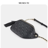 Нагрудная сумка, кожаная цепь, поясная сумка, из натуральной кожи, коллекция 2023