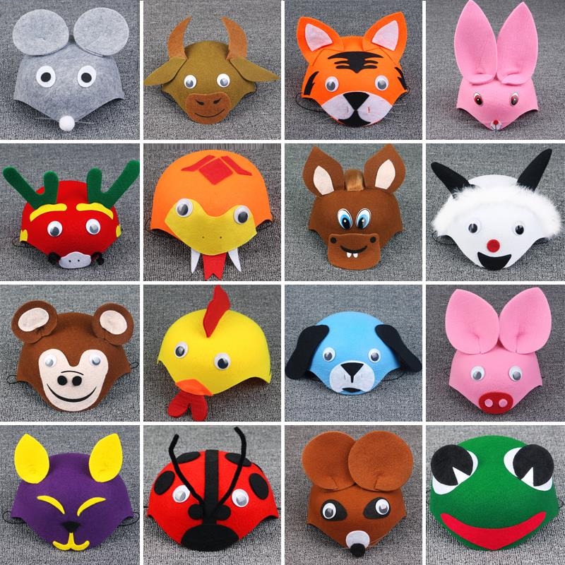 Tortoise and rabbit race children's stage play props turtle turtle rabbit little white rabbit hat cartoon animal headwear