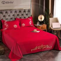 Wedding big red bed sheet single piece cotton pure cotton double increase wedding bedding quilt pillowcase three-piece set