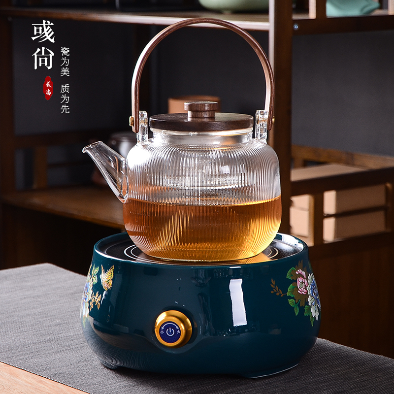 Black Crystal Furnace Home Cooking Tea Machine Glass Cooking Teapot Set Small Burning Kettle Fully Automatic Steam Glass Cooking Tea