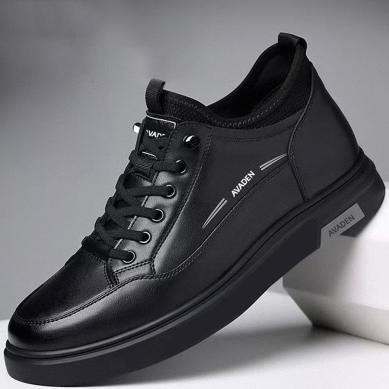 Men's Shoes, New Spring and Autumn Casual Leather Shoes, Leather Surface Waterproof Sneakers, Soft, Comfortable and Versatile, Casual Sports Work Shoes