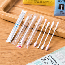 Japan imported double-headed cotton swab single independent small package portable disposable makeup with ear-pulling cotton swab