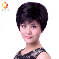 False hair real hair lady short curly wig female short hair middle-aged and elderly wig mother wig set fashion hairstyle