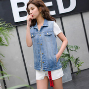 Mùa xuân và mùa thu Hàn Quốc phiên bản của mùa hè mùa xuân lỏng denim áo giáp cô gái Hàn Quốc vào giữa chiều dài tay và mùa thu sân lớn vest lon vai kẹp ngựa