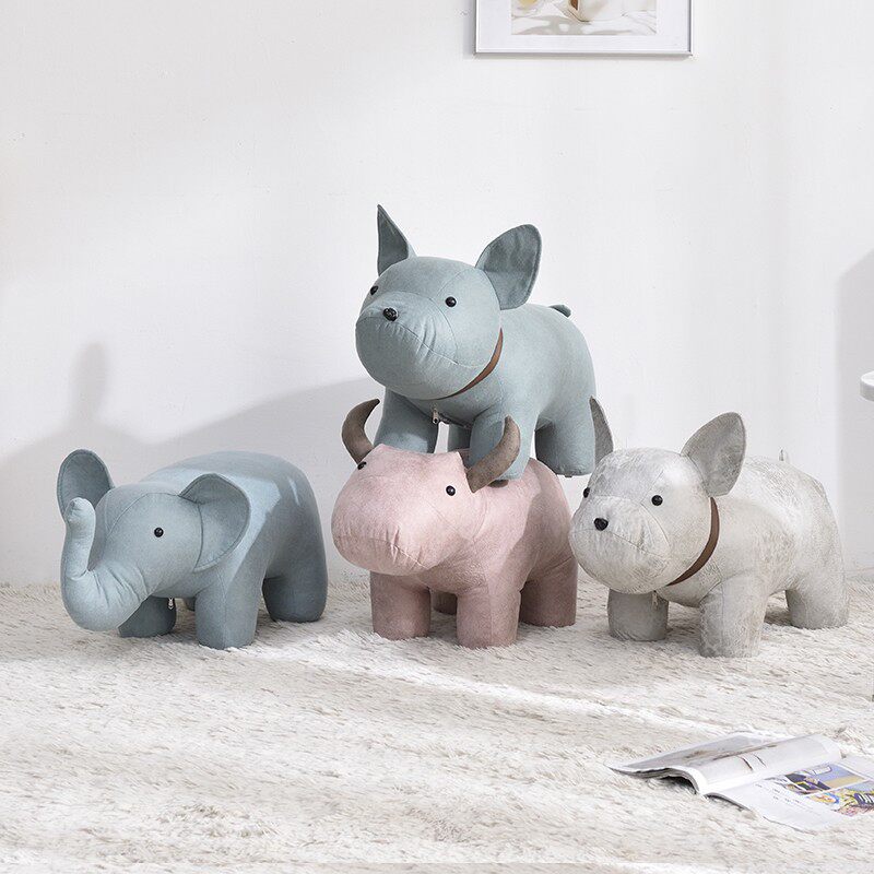 Children's Cartoon Small Bench Animal Stool Household Simple Low Stool Solid Wood Stool Modern Lazy Shoe Changing Stool