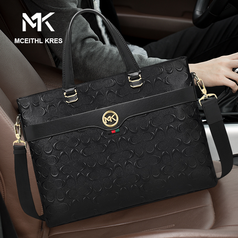 mk2022 new men's bag handbag genuine leather business briefcase horizontal section first layer cowhide shoulder Messenger men's bag