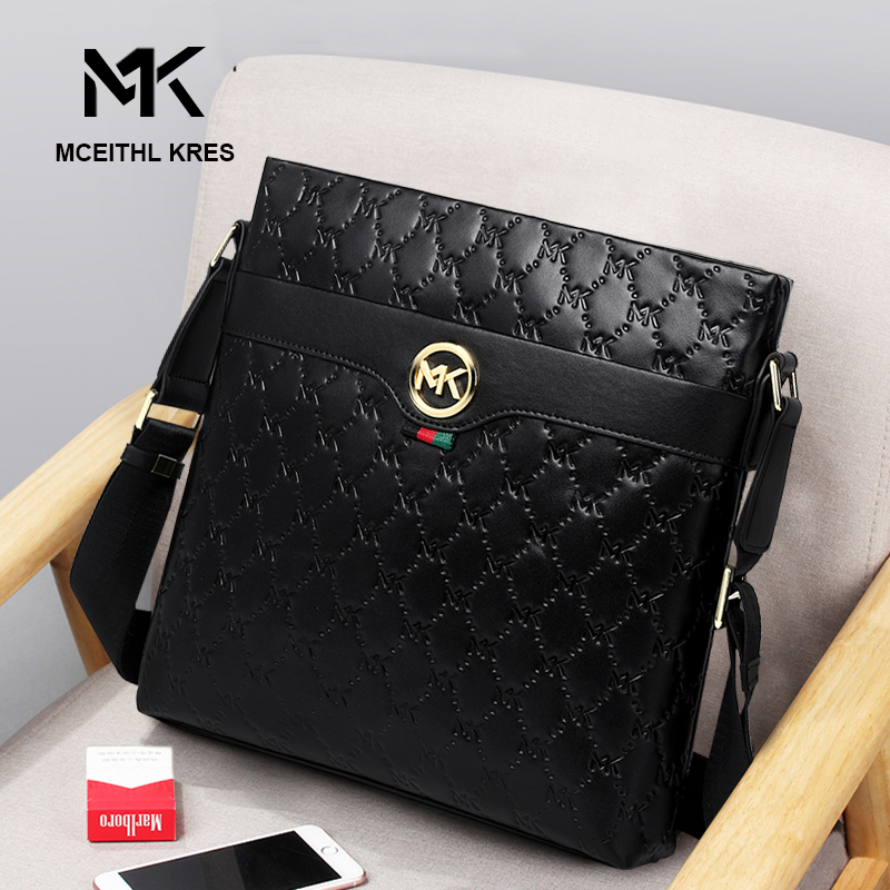 MK Single Shoulder Bag Male Leather Business Men's Sam Bag Backpack with large capacity small crowd bag bag bag tide card