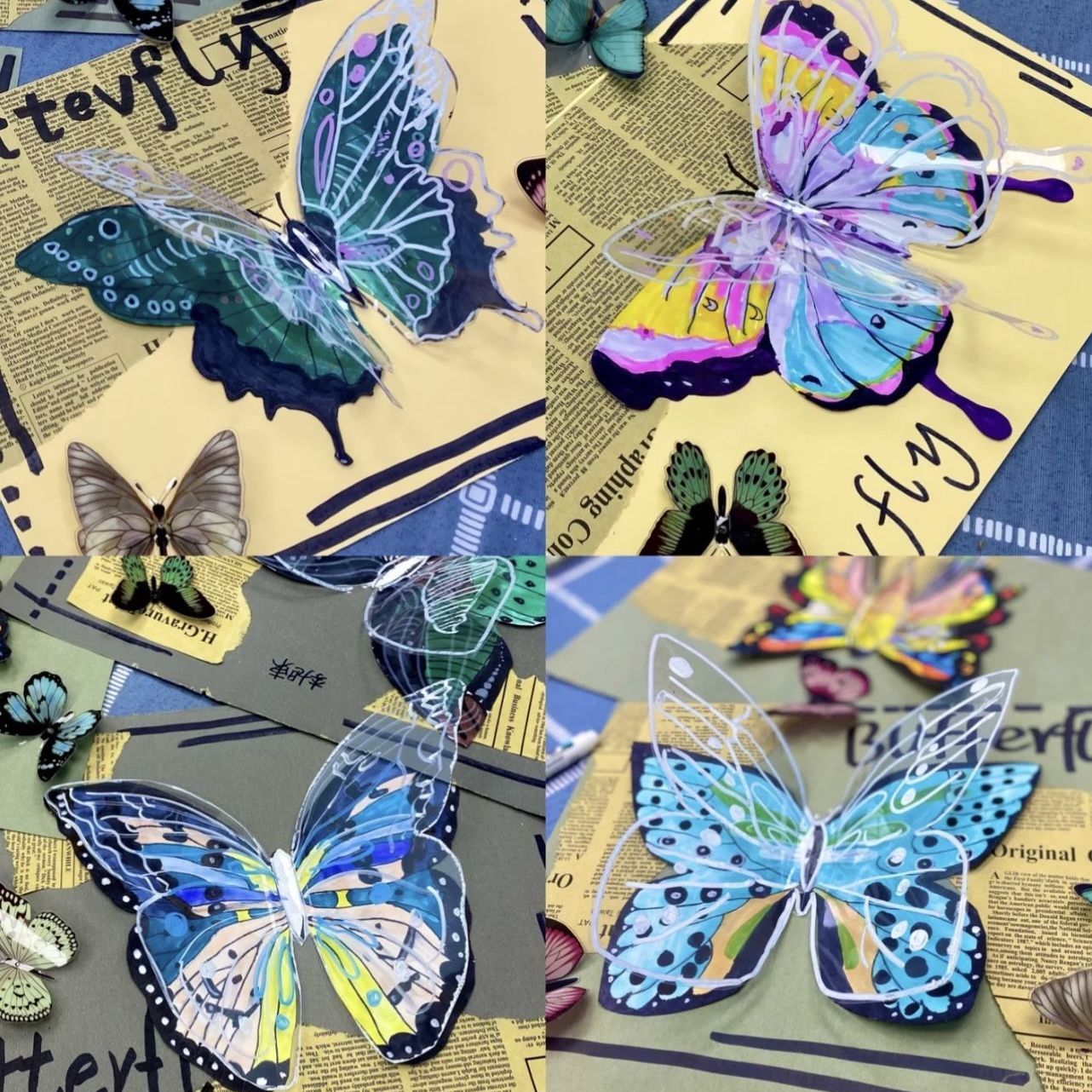 A4 transparent film fine art drawing plastic sheet soft pvc bound cover A3 handmade transparent film Diy butterfly-Taobao