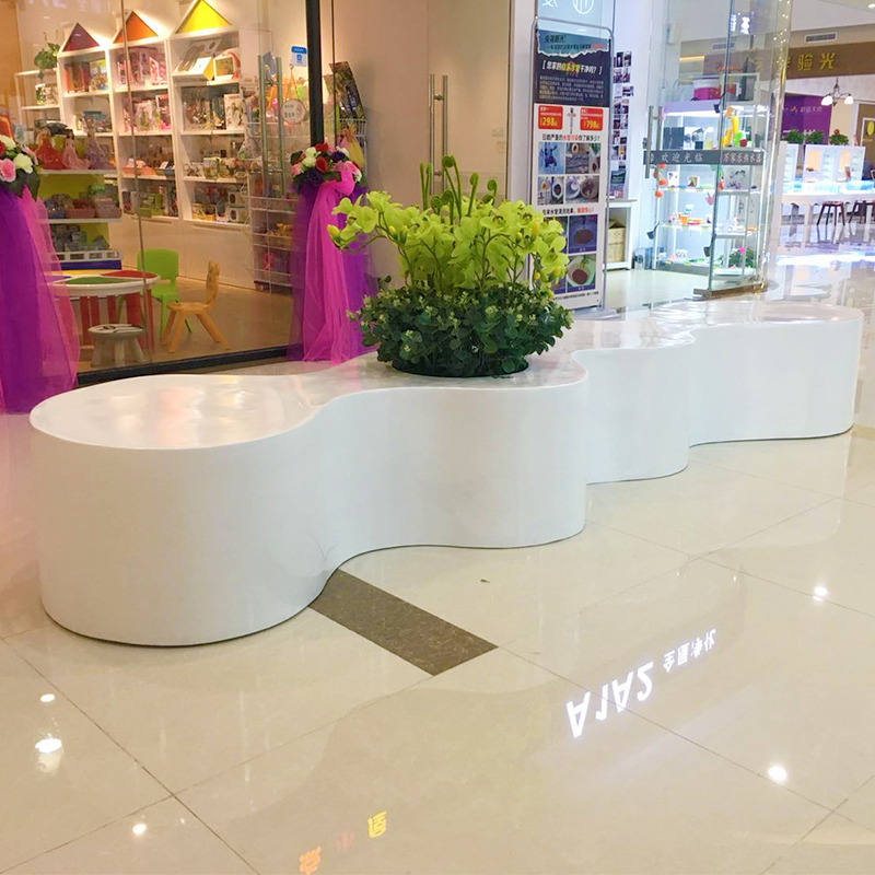Shopping mall glass fiber multi-person bench modern simple flowerpot seat wave shape beauty Chen leisure chair modeling chair