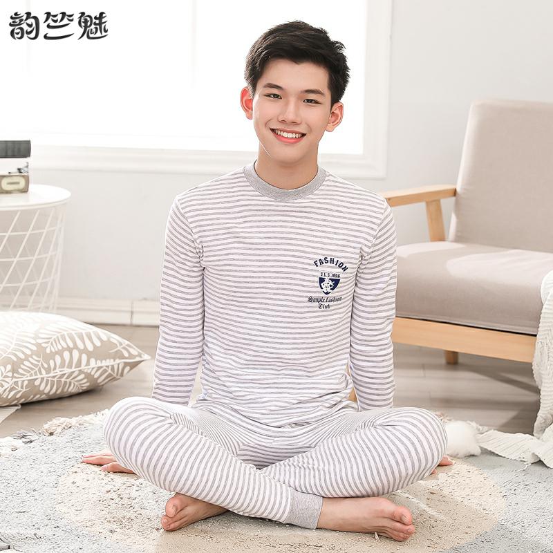 . Big boy mùa xuân mùa thu học sinh trung học cơ sở đồ lót ấm bộ mens mỏng junior junior cơ sở quần áo con trai mùa thu mùa thu quần tinh khiết.