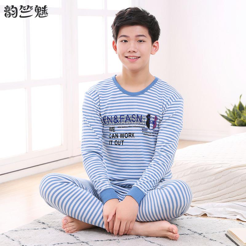 . Big boy mùa xuân mùa thu học sinh trung học cơ sở đồ lót ấm bộ mens mỏng junior junior cơ sở quần áo con trai mùa thu mùa thu quần tinh khiết.