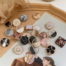 YOMOSTUDIO small fragrance metal buttons thin edge resin white coat button hollow double-sided nylon coat buckle