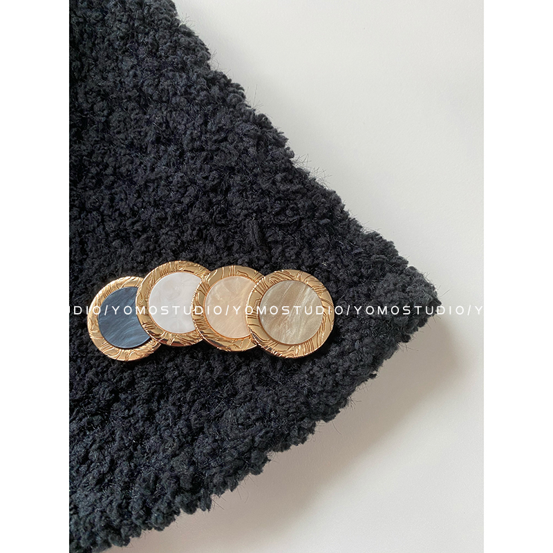 YOMOSTUDIO metal button button pattern gold-edged round imitation shellfish button women's clothing decoration buckle trend buckle