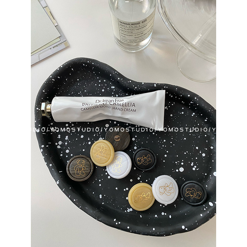 YOMOSTUDIO cute bear resin metal button black curry white suit sweater jacket button