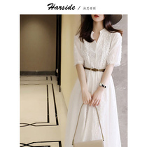 Fa-style sweet and white lace dress with dress female spring and summer 2022 new temperament foreign air weight reduction fairy high-end dress