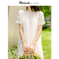 HARSIDE French bubble sleeve white travel dress 2021 Spring Summer new women