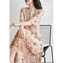 HARSIDE 2022 New Summer Silk Dress Female High-end Atmospheric Heavy Industry Embroidery Brand Sansilk