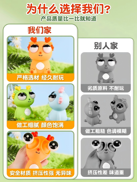 The Same Style as Tu Dao Le Ge, the Eye-Popping Dragon Squishy Toy, a Stress-Relief Gadget for Children, the Internet-Famous Creative Toy with the Staring Dragon