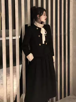 Hepburn style can salt can be sweet large size women's dress small man High cold royal sister wind mature retro two-piece female