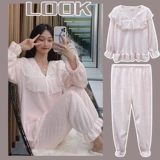 Коралловая бархатная кружевная демисезонная пижама для принцессы, розовый комплект, кружевное платье, 2020