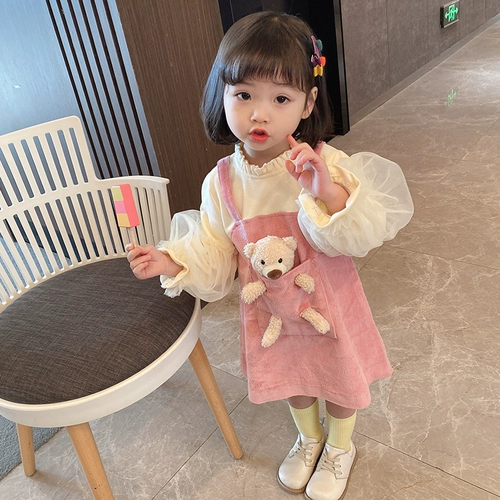 Слинг для девочек, платье, детский комплект, в западном стиле, популярно в интернете, детская одежда, осенний