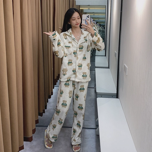 Демисезонная коралловая бархатная пижама для влюбленных, милый зимний комплект, увеличенная толщина, 2020 года