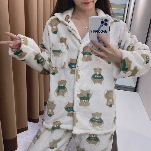 Демисезонная коралловая бархатная пижама для влюбленных, милый зимний комплект, увеличенная толщина, 2020 года