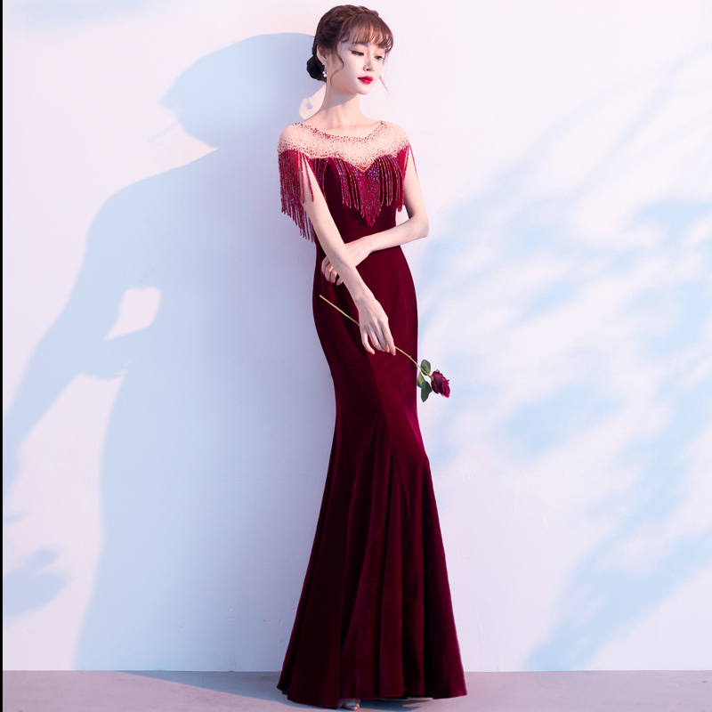  Long wine (velvet fish tail)+L   + $1.57 