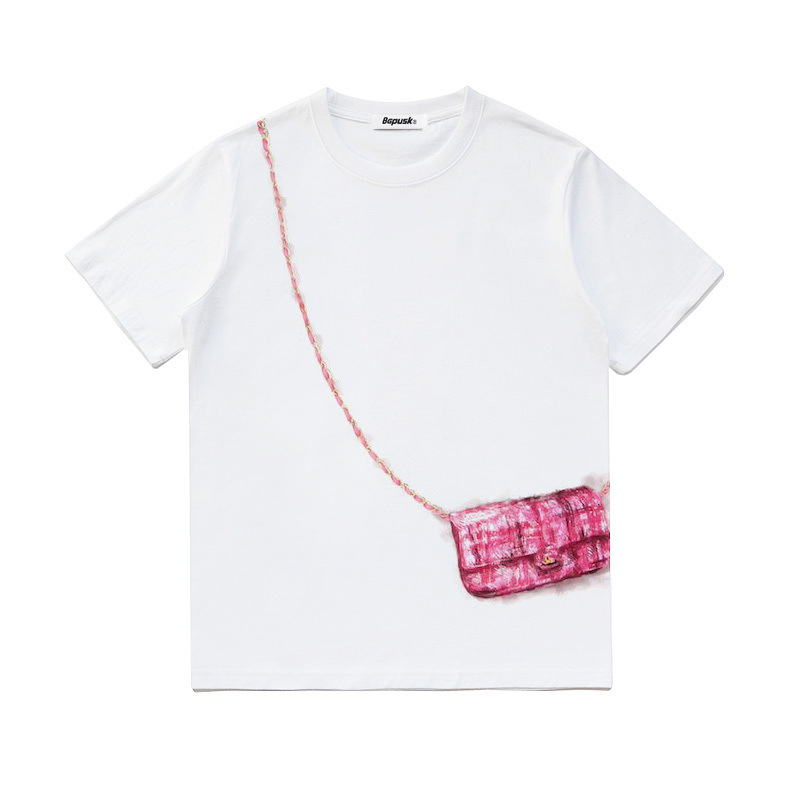 Bgpusk/Beige Guo Ka European Style Short-Sleeve Tee Tang Yixin and Zhou Yangqing Same Style Chanel-Style T-Shirt