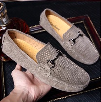 Large size Mens shoes 45 widened 46 Bean Shoes 47 Plus Fertilizer Hollowed-out Summer Breathable Driving Shoes A Foot of Foot Leather