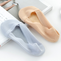 Ice Silk Boat Socks Lady Summer Invisible Light Mouth Pure Cotton Socks Bottom Silica Gel Non-slip Anti heel Summer slim short silk stockings