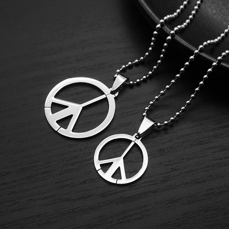 Jewelry European and American Simple Peace Symbol Pendant Punk Hip-Hop Trendy Women's Titanium Steel Necklace Versatile Accessory