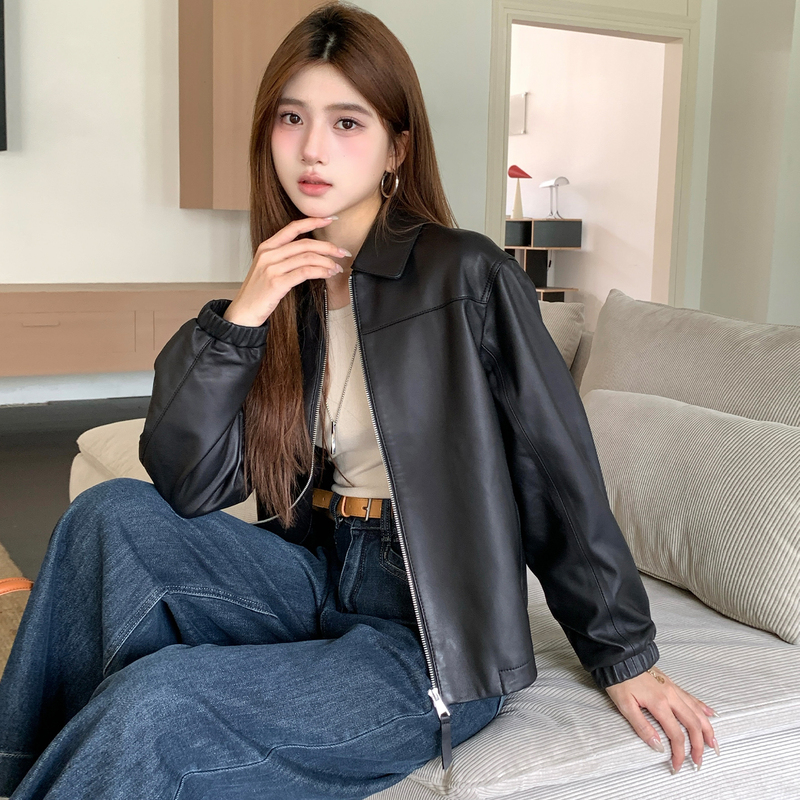 Genuine Leather First-Layer Sheepskin Leather Jacket for Women 2026 Autumn and Winter New Style High-End Cool and Stylish Jacket for Petite Women