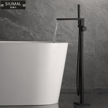 SIUMAL bathtub tap floor type shower head shower suit bathtub upright faucet large out water cooled hot black