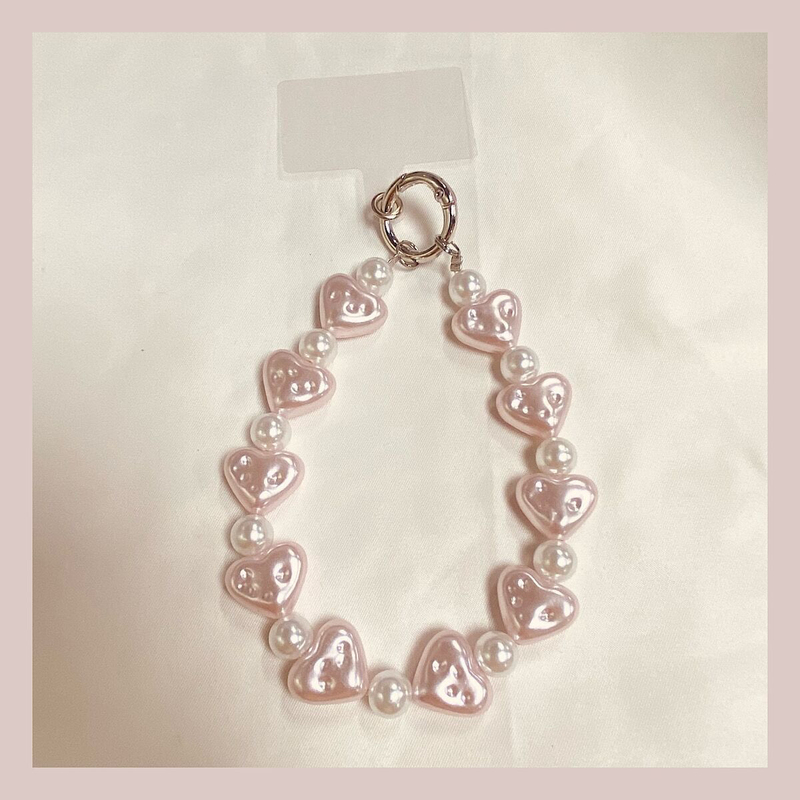 Heart-Shaped Pearl Phone Chain Beaded Bracelet High-End Chain Lanyard Wrist Strap Keychain Pendant Heart-Shaped Pearl Phone Chain Beaded Bracelet High-End Chain Lanyard Wrist Strap Keychain Pendant