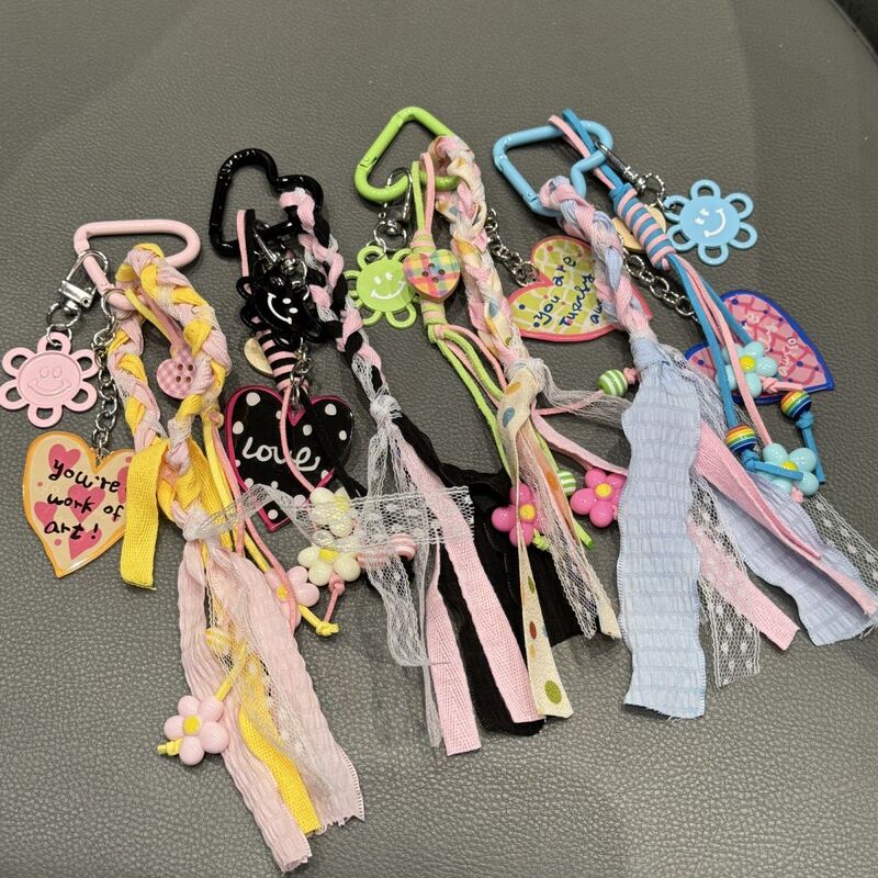 Miu Lanyard Lace Bow Pendant Mobile Phone Chain Bag Hanging Flower Ornament Bag Keychain ins