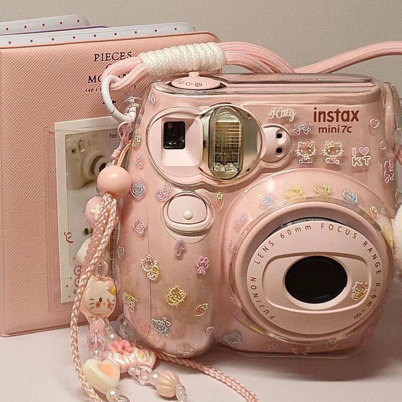 【Mini 7S/7C Transparent Protective Case】Fujifilm Instax Camera Case Accessories Hand Strap Crystal Case Hard Case