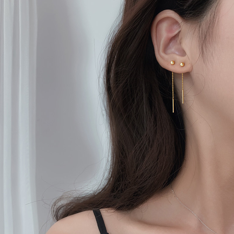 Early Shadow Silver Bean Ears Neckline Advanced Sensation Temperament Ear Necklace 2022 New Tide Ear Bracelet Pure Silver Ear Necklace Short earrings