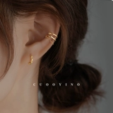 Клипсы, изысканный стиль, без проколов ушей, серебро 925 пробы, простой и элегантный дизайн