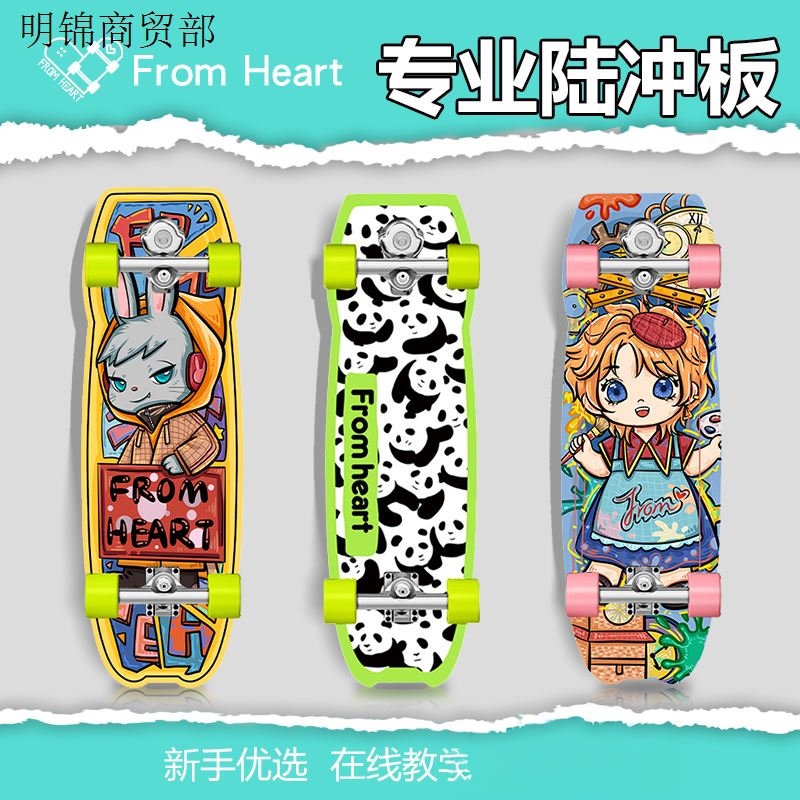 Fromheart Land Surfboard Skateboard S5 Spring Bridge Beginner No-Pedal Land Surfboard Personalized Cool Rabbit Design
