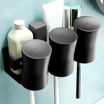 Toothbrush holder 304 stainless steel punch-free bathroom electric mouthwash cup wall-mounted storage rack Tooth cup holder